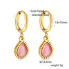 Green White Color Crystal Zircon Hoop Earrings For Women Stainless Steel Heart Square Leaf Shape Pendant Earring Gifts - Image 30