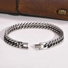 Chunky Retro Cuban Chain Bracelets for Men, Vintage Antique Stainless Steel Curb Dome Link Wristband, Cool Outfit Jewelry - Image 3