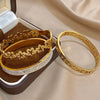 Stainless Steel Hollow Flower Rhinestone Cuff Bangle - Image 2