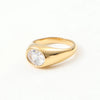 High End Pvd No Fade Simple Oval Zircon Signet Ring Stainless Steel Ring for Women - Image 4