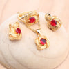 Red Zircon Silver Gold Color Jewelry Sets Bridal Wedding Earrings Rings Pendant Necklace Stone Bracelets Set For Women - Image 3