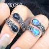 Retro Silver Agate Spoon, Moonstone Ring, Women's Simple and Ring - Image 1