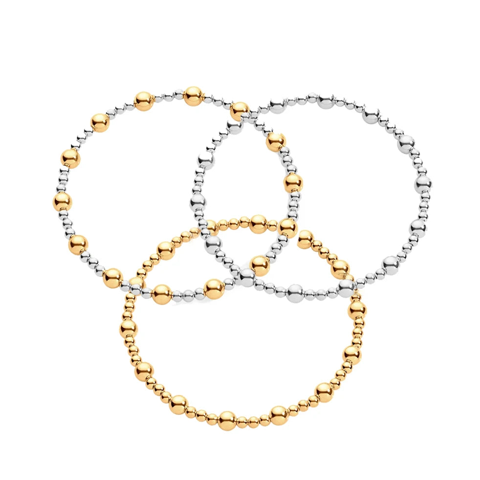 Triple-Tone Beaded Bracelet with Adjustable Fit - Image 1