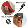 11pcs Punk Men's Stainless Steel Earring Set Clip-on Hip-hop with Rivet Feather Accents - Image 2