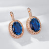 Oval Blue Zircon Drop Earrings for Women Rose Gold Color Ethnic Bridal Daily Jewelry - Image 4