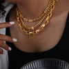Jewelry Set 316L Stainless Steel Gold Color Geometric Chain Necklace Bracelets For Women Girl - Image 2
