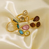 Carlidana Jewelry Open Rings Gold Plated Stainless Steel Simple Multi-Color Crystal Ring For Women Jewelry - Image 1