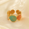 Gold Plated Stainless Steel Enamel Twist Ring, Minimalist Colorful Unique Jewelry Gift for Women - Image 5