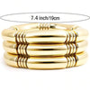 3PCS/SET Gold Chunky Bangles Bracelets For Women Plated Stack Layered Curved Bamboo Tube Stretch Bracelets Gift Jewelry - Image 6