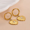 Gold Plated Vintage Wedding Couple Jewelry Earrings Stainless Steel Geometric Heart-shaped Pendant Earrings for Women Gifts - Image 7