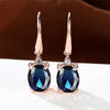 Female Crystal Green Red Oval Stone Zircon Earring Rose Gold Color Long Dangle Wedding Jewelry For Women - Image 4