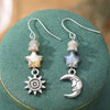 Vintage Creative Moon Sun Stars Face Carved Asymmetrical Women's Pendant Earrings for Party Gathering Simple Ladies Holiday Wear - Image 2