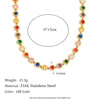 Multicolor Round Zircon Necklace Bracelet Pvd Plated Stainless Steel Party Shiny Chic Jewelry - Image 8