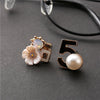ladies number 5 camellia earrings asymmetrical pearl earrings women's studs - Image 2