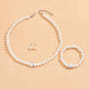 3PCS Set Imitation Pearl Necklace Bracelet Earrings Stud Set Fireball Pearl Beaded Women Bridal Party Jewelry Gift - Image 4