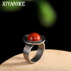 Xiyanik Ethnic Style Thai Silver Southern Red Adjustable Rings For Men Women Retro Jewelry Gift Party - Image 1