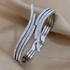 1pc Full Rhinestone Gold Color Glitter Zircon Stainless Steel Bracelet Bangle for Women Crossed Open Cuff Bangles - Image 2