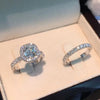 Silver Color Princess Ring for Women Inlaid White Zircon Stones Wedding Rings Set Engagement Jewelry - Image 1
