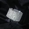 Wedding Bridal Jewelry 1-10 Row Cuff CZ Rhinestone Crystal Stretch Strand Bracelet Bangle - Image 2