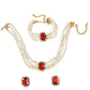 Imitation Gem Pearl Jewelry Set Multi-layer Bead Bead Necklace Earring Necklace Bracelet Set White Pearl Matching Jewelry - Image 3