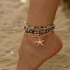 6pcs Set Summer Beach Acrylic Round Ball Beaded Starfish Anklet for Women Retro Multilayer Foot Jewelry Holiday Accessory - Image 5