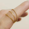 Chic Stackable Thin Twisted Overlapping Curve Stainless Steel Rings Vintage Plaid Layering Statement Jewelry - Image 1