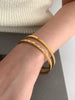 316L Stainless Steel Bangle Bracelet with Cubic Zirconia Details in Gold-Tone - Image 3