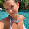 Colorful Acrylic Bead Choker Necklace with Heart Pendant - Image 3