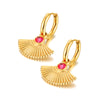 Gold Plated Fan Shape Chunky Open Hoops Earrings Blue Green White Cubic Zirconia Hoop Earrings For Women Girls - Image 8