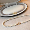 Imitation Pearl Beaded Necklace or Bracelet with Cubic Zirconia Round Clasp - Image 1