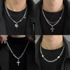 4pcs Personality Black Zircons Awn Star Cross Pendant Cuban Chain Necklace for Men Friends Hip-hop Punk Jewelry Sets Gift - Image 1