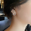 Minimalist Round Bow Knot Earrings For Women Temperament Rhinestone Imitation Pearl Stud Earrings Party Wedding Jewely E - Image 4