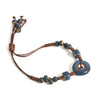 Handmade Glazed Ceramic Peace Buckle Bracelet Adjustable Vintage Boho Jewelry – -013 - Image 4