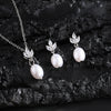 Classic Leaf Marquis Zircon Oval Pearl Drop Earring&Necklaces for Women Elegant Charm Bridal Wedding Jewelry Sets - Image 2