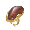 Maillard Chunky Gold Plated Stainless Steel Open Ring for Women Retro Tiger Eye Irregular Statement Adjustable Jewelry Gift - Image 10