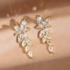 Leaf Zircon Drop Earrings for Women White Gold Color Marquise Crystal Bridal Earring Wedding Party Jewelry - Image 3
