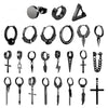 1 Pairs Punk Stainless Steel Stud Earrings Black Earrings Set For Men Women Vintage Hip Hop Piercing Ear Jewelry Accessories - Image 1