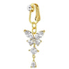 Clip On Belly Button Ring Butterfly Copper Zircon Pink Fake Belly Piercing Umbilical Navel Body Jewelry Style - Image 5