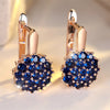 Cute Sunflower Blue Crystal Round Zircon Hoop Earrings For Women Rose Gold Silver Color Wedding Flower Jewelry Engagement Gift - Image 2