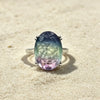 Siver Ring with Zircon Topaz Colorful Gradient Ring 13 18MM Large Stone Party Wedding Jewelry for Women - Image 1