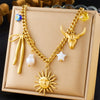 316L Stainless Steel Golden Starfish Moon Sun Shaped Pendant Necklace For Women Romantic Neck Chain Holiday Gift - Image 12