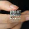 Vintage Thai Silver Round Beads Tassel Adjustable Finger Rings For Women Hiphop Jewelry Gift Party Rock - Image 5