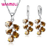 Anniversary Gift For Women Silver Color Jewelry Sets Cubic Zirconia Pendants Necklaces Charm Hoop Earrings - Image 15
