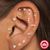 1PC Silver Tassel Chain Eight Pointed Stars Moon Earrings For Women Horse Eye Geometric Zircon Earring - Image 1