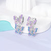 Colorful Cubic Zirconia Huggie Hoop Earrings in Flower Butterfly and Clover Designs - Image 68