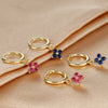 2PCS Zircon Flower Pendant Hoop Earrings for Women Simple Sweet Stainless Steel Earring Piercing Jewelry - Image 4