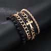 4Pcs/Set Punk Cross Beads Chain Bracelets For Men Simple Gold Silver Black Color Bracelets Sets Hip Hop Jewelry Gift - Image 5