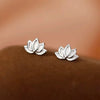Lotus Flower Stud Earrings with Petal Details - Image 6