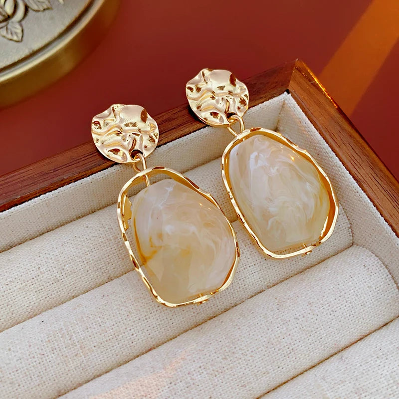 Geometric Resin Drop Earrings in Multiple Colors - Image 1