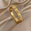 Half-zirconia Flower Bracelet Heart-shaped Five-pointed Star Diamond-encrusted Stainless Steel Women's Cuff Bangle - Image 7